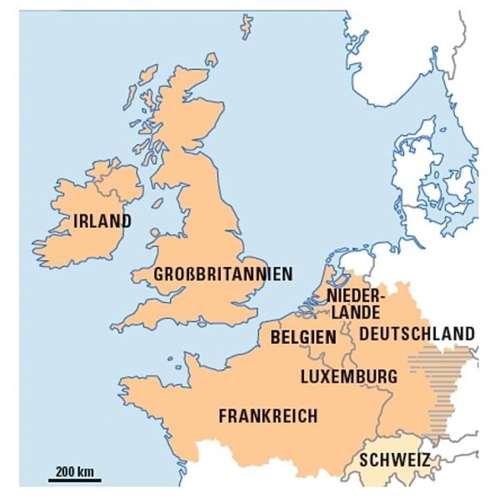 Karte Nordwesteuropa