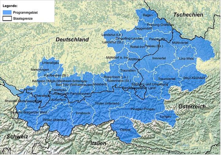 Karte Bayerisch-österreichisches Fördergebiet 
